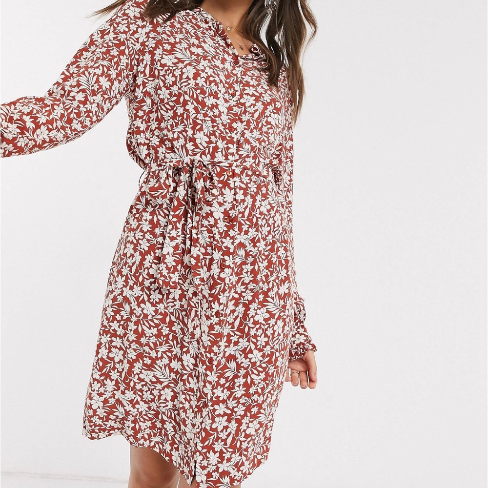 ASOS Brand Pisces Tie-Waist Shirt Dress I’m Floral